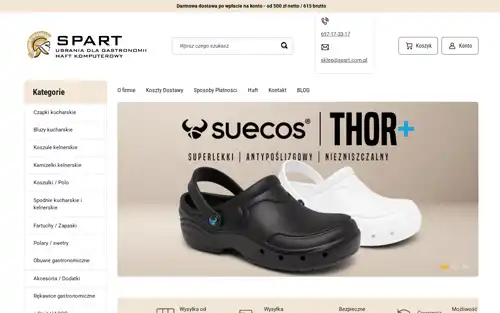 Sklep Odzież gastronomiczna w spart.com.pl fartuchy, bluzy, obuwie